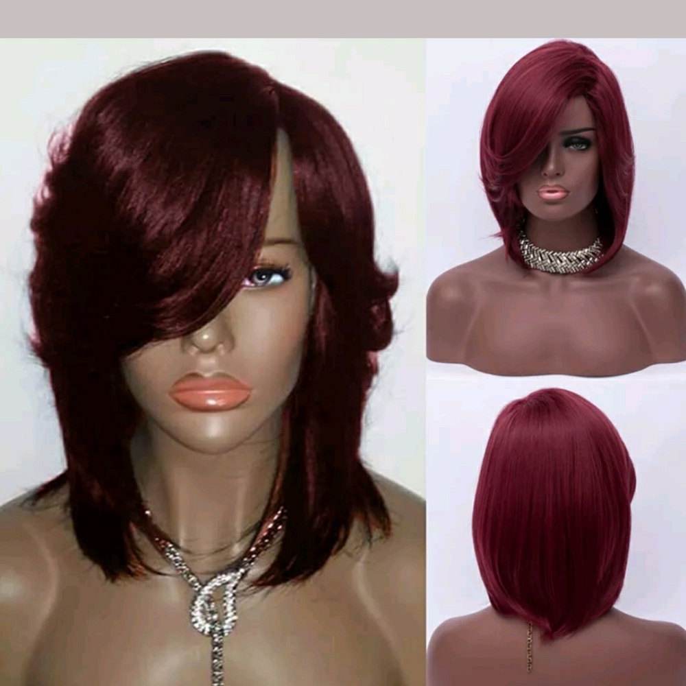 Wine synthetic wig.